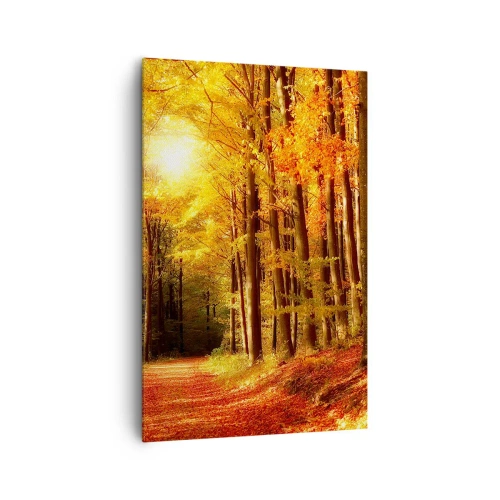 Vászonkép - Arany ősz az erdei úton - 80x120 cm