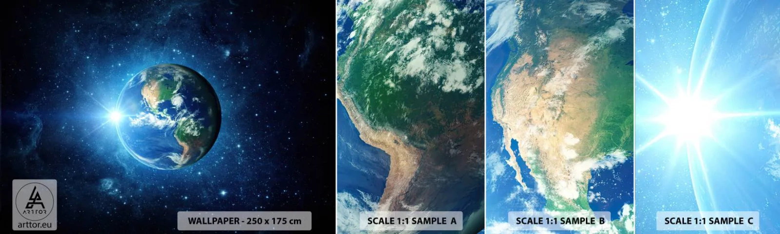 Fotótapéta Minta Öntapadós Deluxe Sticker - Mennyben vagyunk - Világegyetem, Föld bolygó, Földgolyó - 100x30 cm