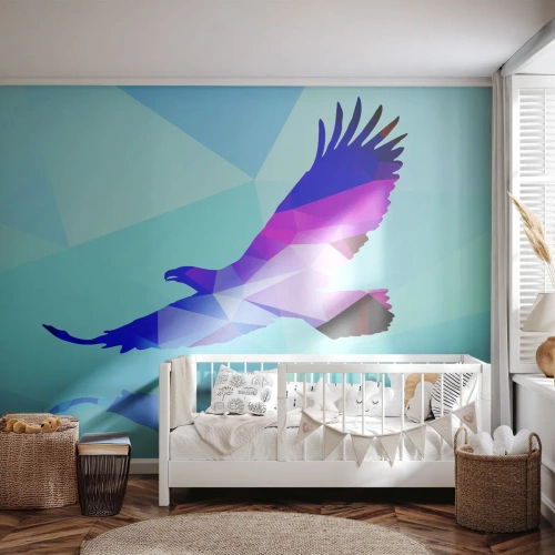 Fotótapéta Premium Sand - Sas lila kristályban - Madár, Sas, Geometriai ábra - 450x315 cm