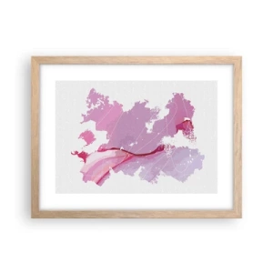 Poszter világos tölgy keretben - Egy rózsaszín világ térképe - 40x30 cm