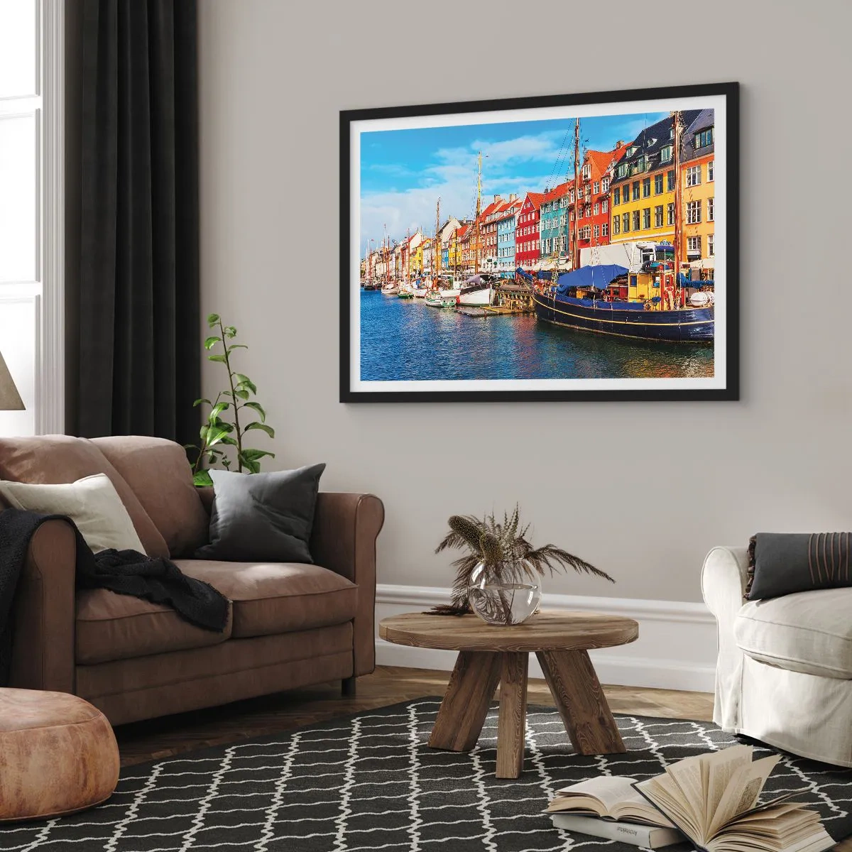 Poszter fehér keretben - Örömteli rakpart - 91x61 cm