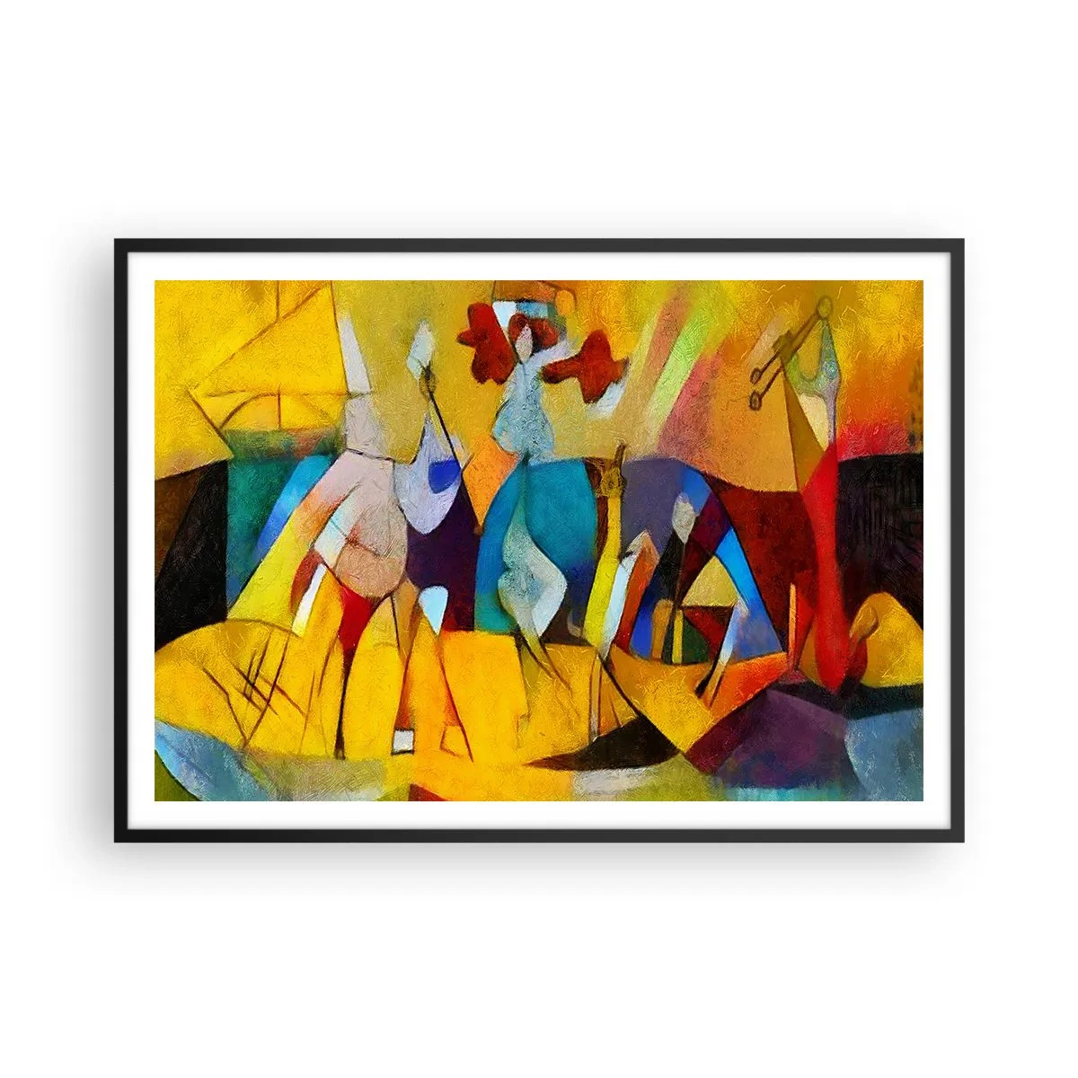 Poszter fehér keretben - Nap - élet - boldogság - 100x70 cm