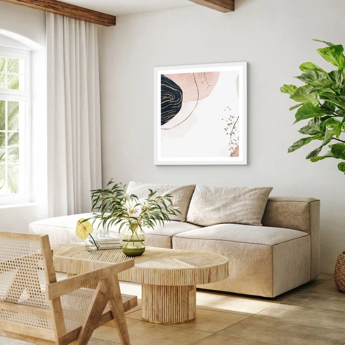 Poszter fekete keretben - Minden folyik - 40x40 cm