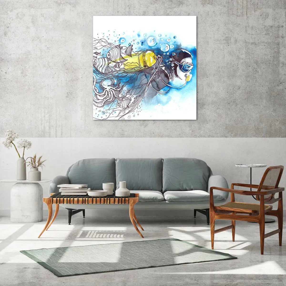 Üveg kép - Nagy kék - 70x70 cm