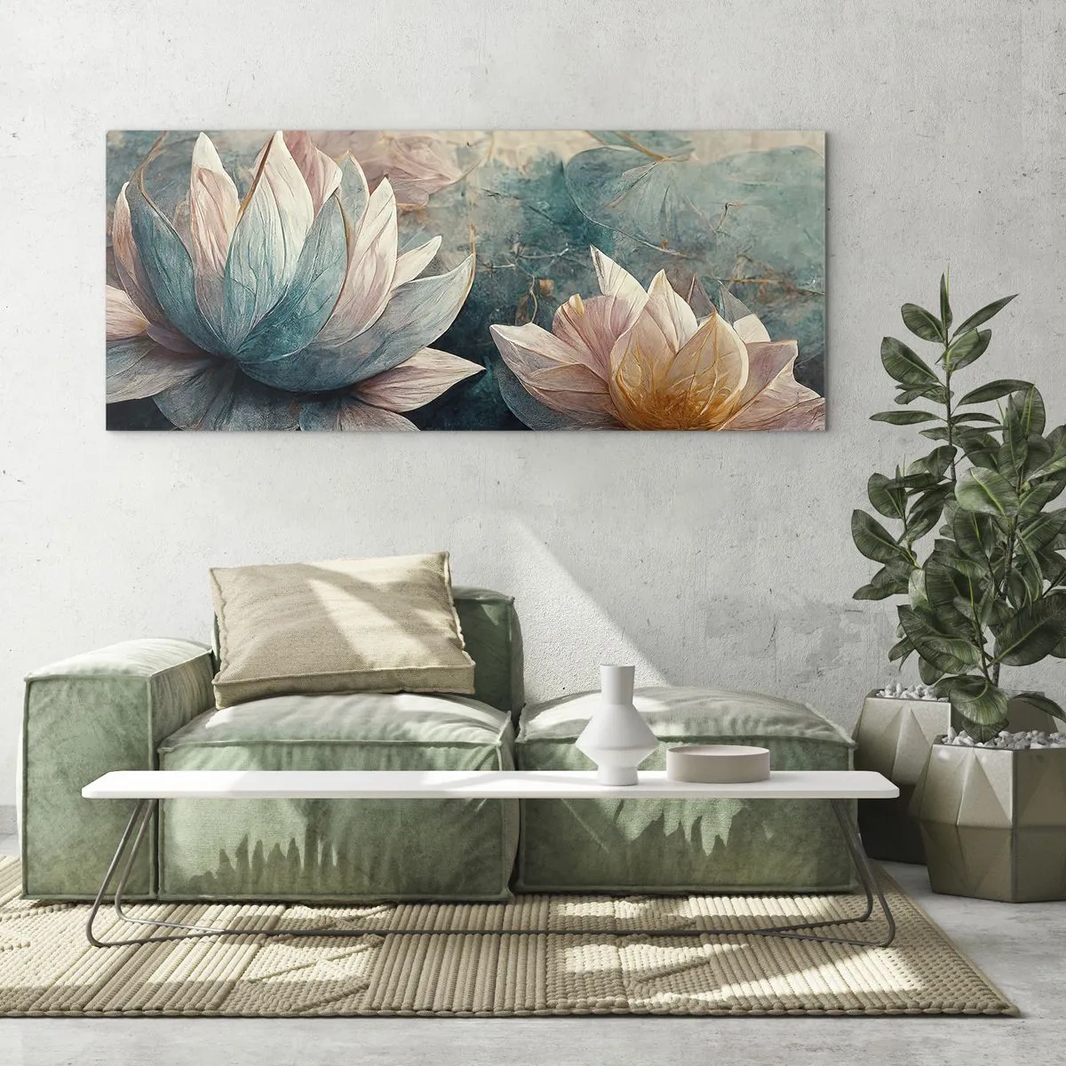 Üveg kép - Tavi csillagok - 120x50 cm