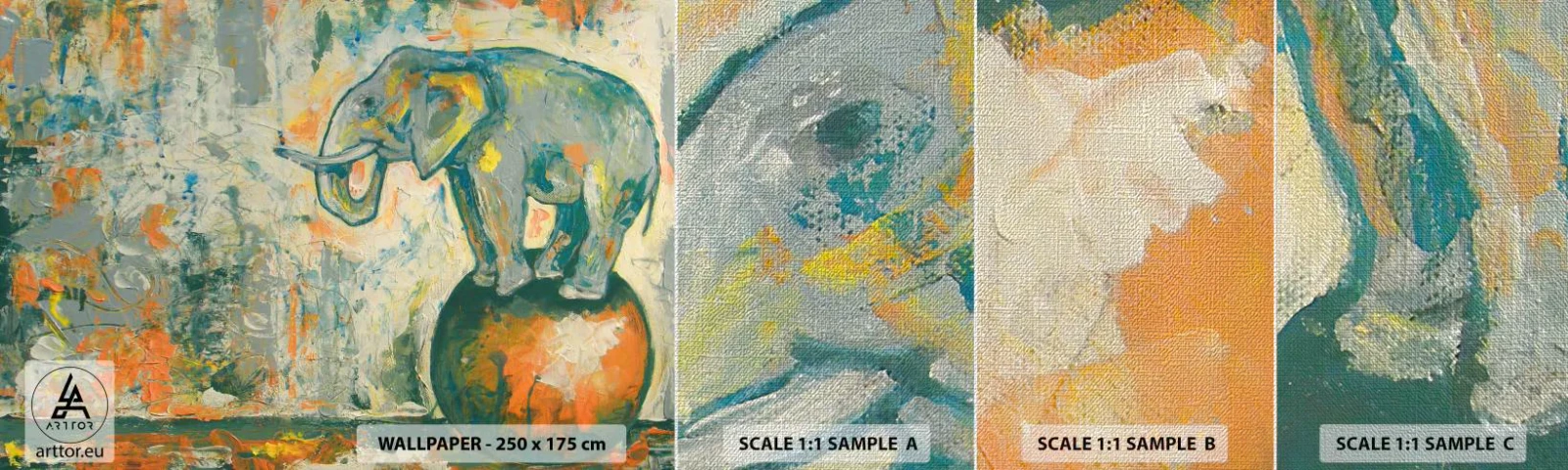 Fotótapéta Minta Premium Canvas - Éljen a cirkusz! - Absztrakció, Elefánt, Cirkusz - 100x30 cm