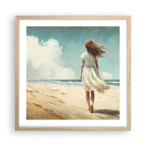Poszter világos tölgy keretben - Találkozás a nappal és a széllel - 50x50 cm