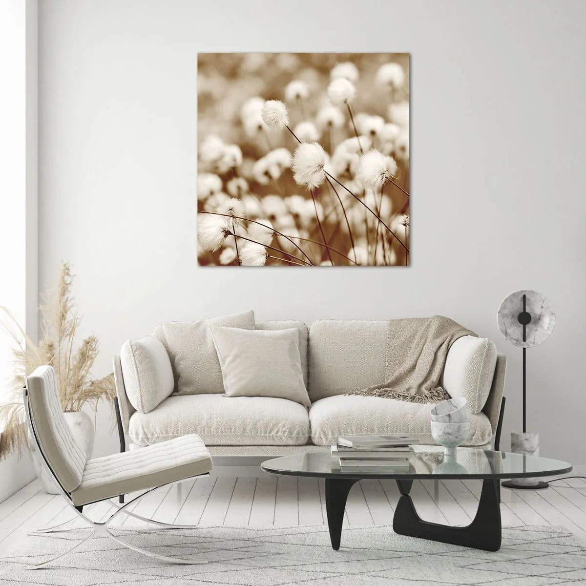 Üveg kép - Bolyhos termés - 60x60 cm