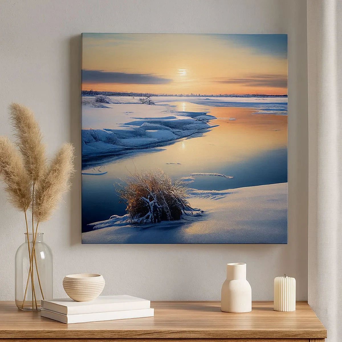 Vászonkép - Téli naplemente - 30x30 cm