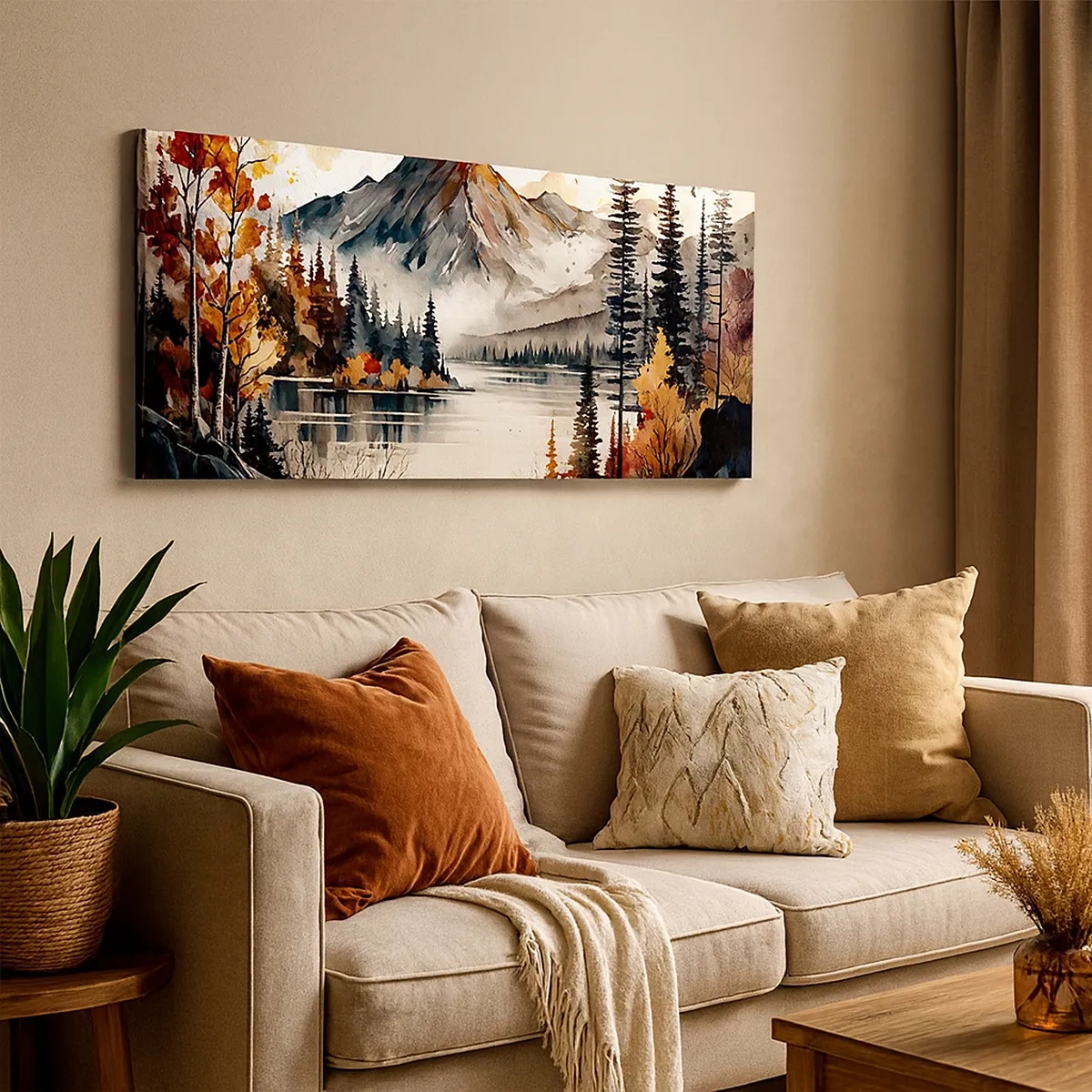 Vászonkép - Aranyszínű ősz a hegyekben - 30x30 cm