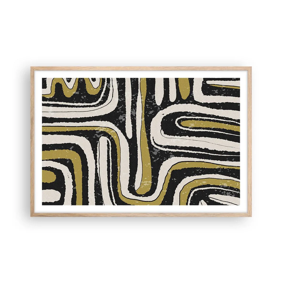 Poszter világos tölgy keretben - Kompozíció: traktusok és sikátorok - 91x61 cm