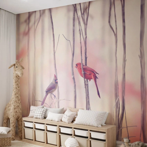 Fotótapéta Premium Canvas - Rózsaszín erdő története - Madár, Természet, Erdő - 200x140 cm