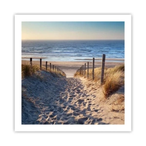 Poszter - A tenger hangja, a madarak éneke, egy vad tengerpart a fű között... - 60x60 cm