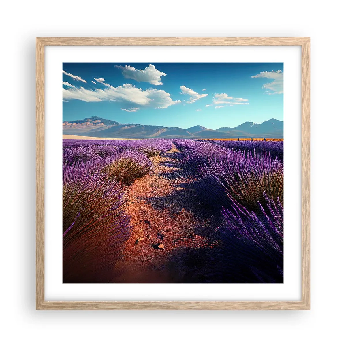 Poszter világos tölgy keretben - Illatos mezők - 50x50 cm