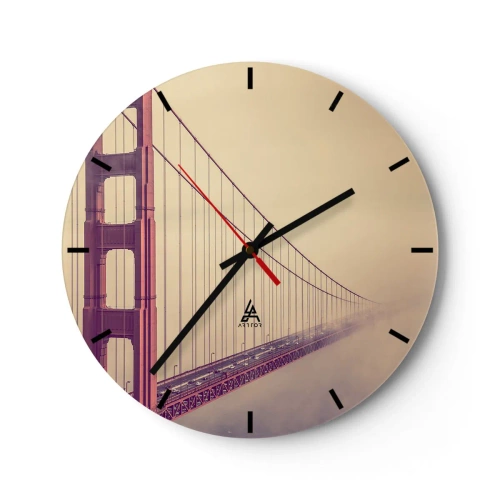 Falióra, Óra - A Golden Gate híd a ködös háttérben - 30x30cm - Ég és föld között - Modern fali dekoráció nappalihoz, konyhához és hálószobához ARTTOR
