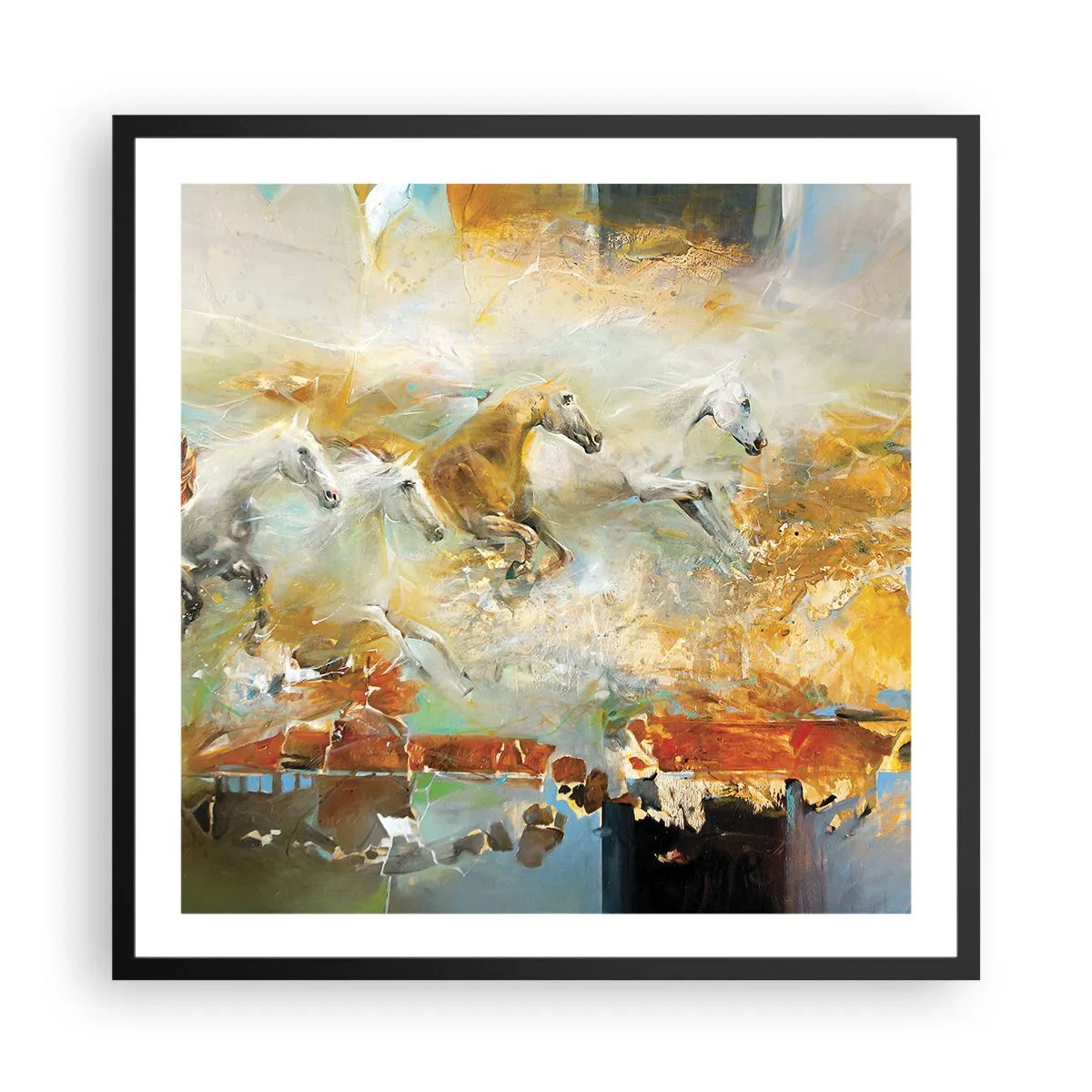 Poszter fehér keretben - Vágta a fényen át  - 60x60 cm