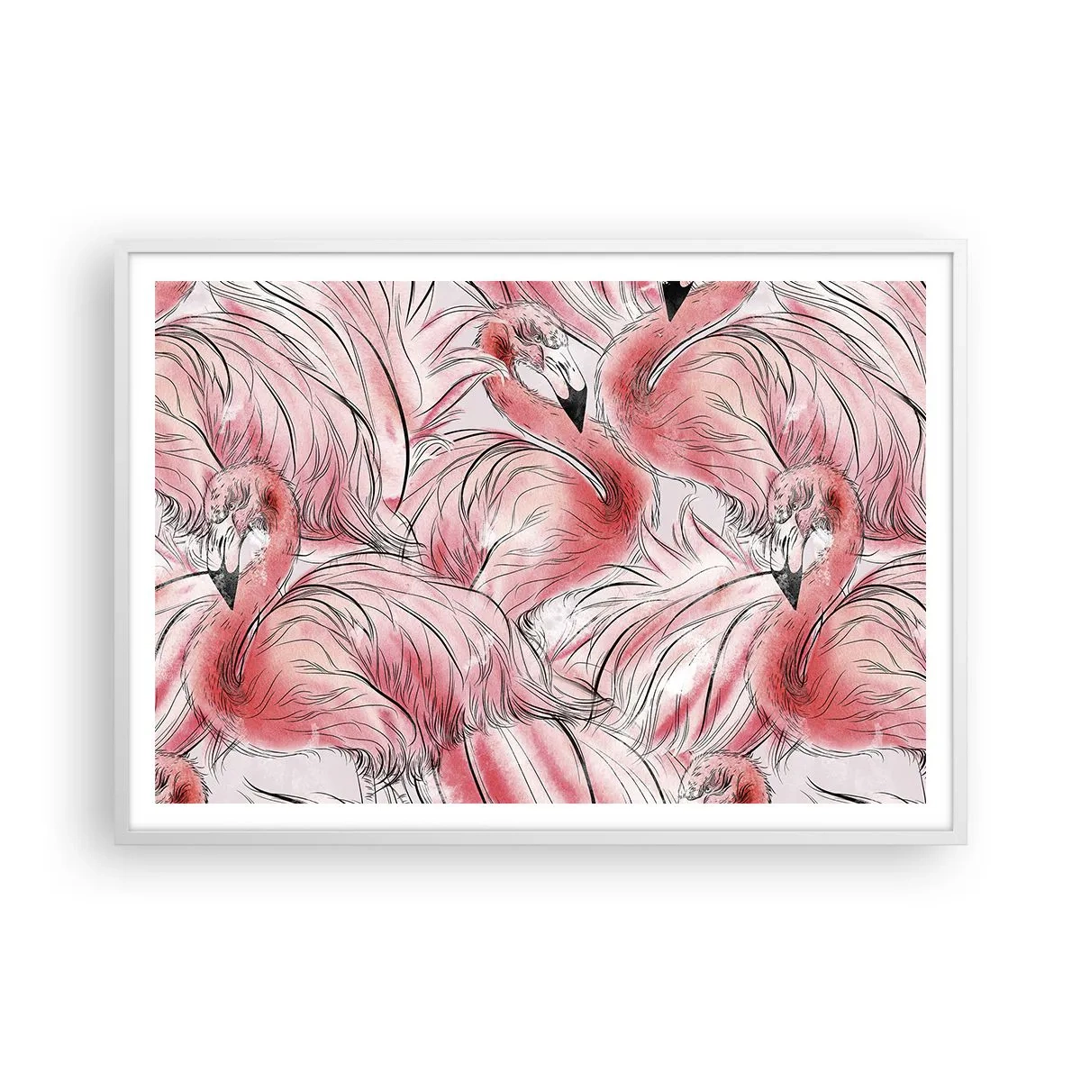 Poszter fekete keretben - Madári corps de ballet - 100x70 cm