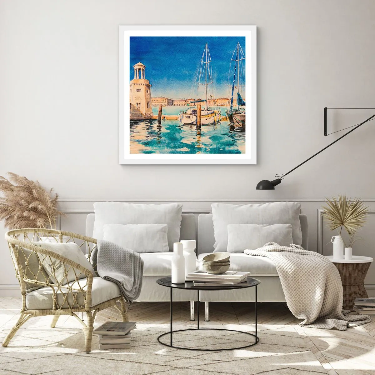 Poszter fekete keretben - Napos lagúna - 60x60 cm
