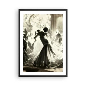 Poszter fehér keretben - Egy elegáns labda fekete-fehérben - 50x70cm - Nagy álarcosbál - Modern fali dekoráció nappalihoz és hálószobához ARTTOR