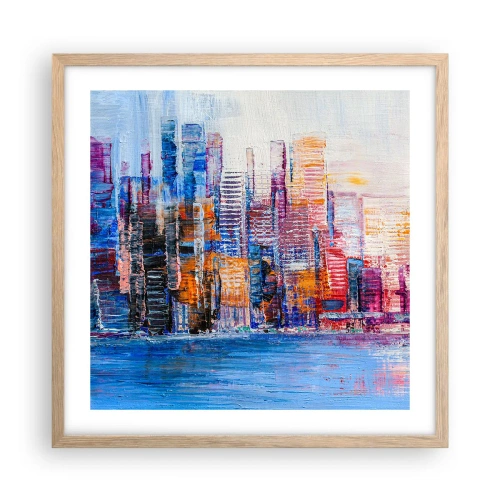 Poszter világos tölgy keretben - Egy vidám metropolisz - 50x50 cm