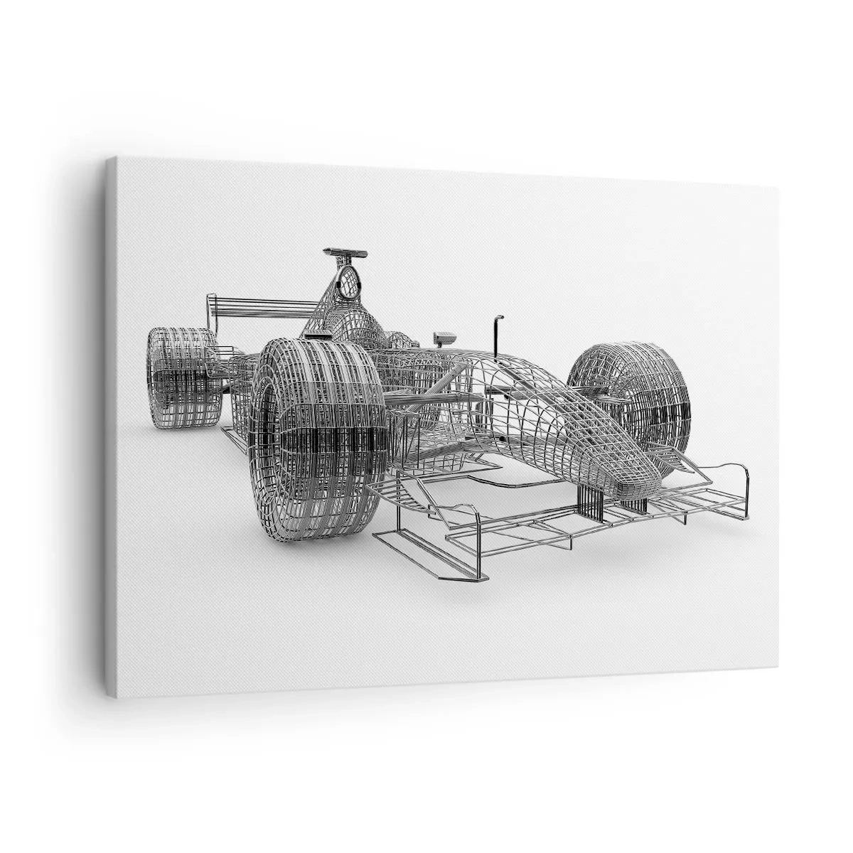 Vászonkép - Egy versenyautó vázlata világos háttér előtt - 70x50cm - Tökéletes tervezés - a lendület ötlete - Modern fali dekoráció nappalihoz és hálószobához ARTTOR