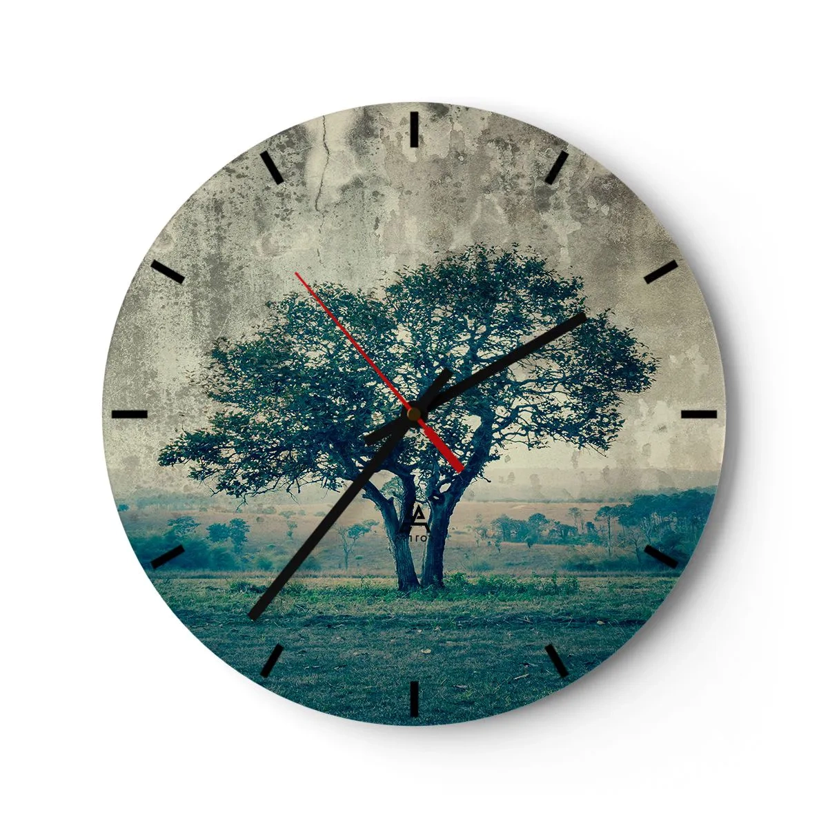 Falióra, Óra - Egy magányos fa a kék táj előtt - 30x30cm - Almafa a kék mezőn? - Modern fali dekoráció nappalihoz, konyhához és hálószobához ARTTOR