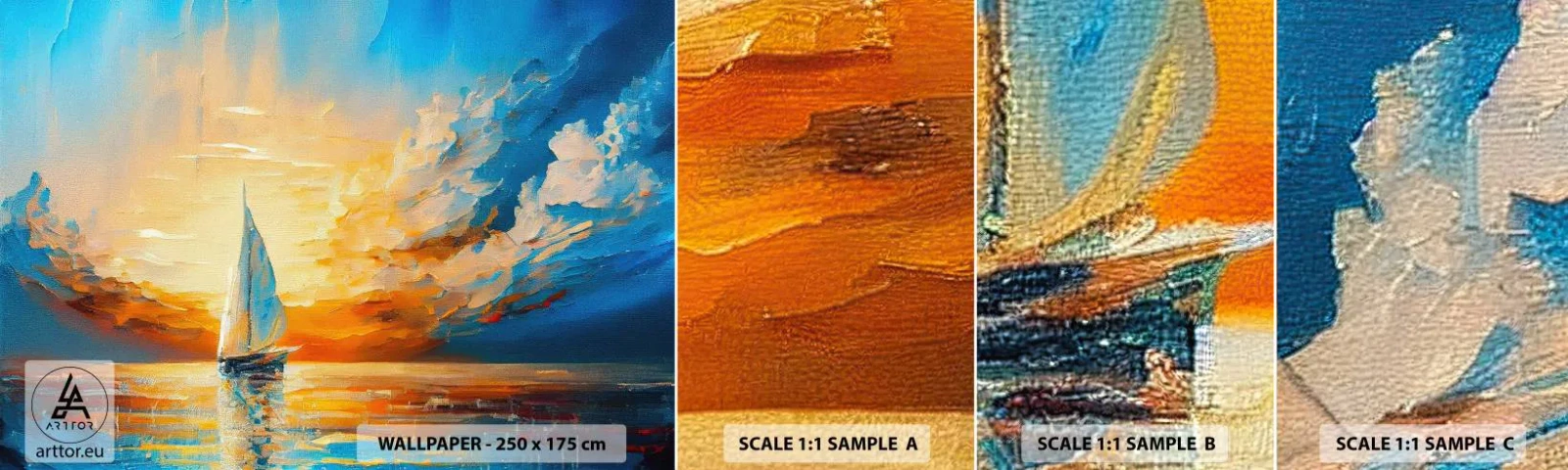 Fotótapéta Minta Standard Eco - Aranyban vitorlázva - Tájkép, Tengeri, Vitorlás - 100x30 cm