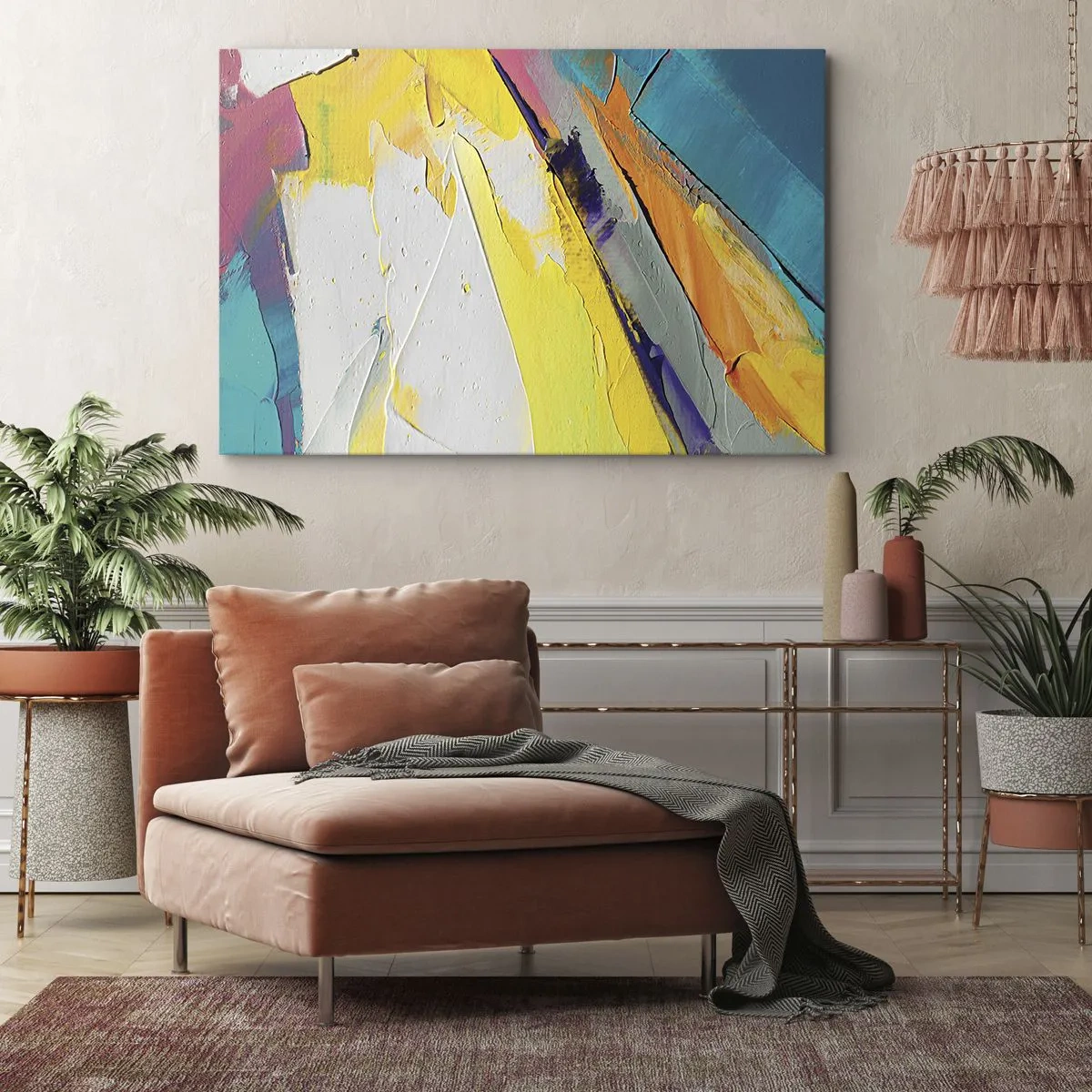 Vászonkép - Absztrakt kompozíció intenzív színekben - 70x50cm - A fény anatómiája - Modern fali dekoráció nappalihoz és hálószobához ARTTOR