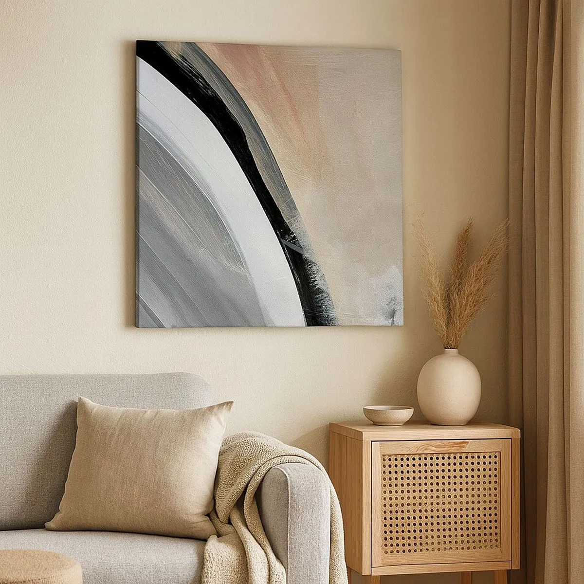 Vászonkép - Kompozíció: a fekete és szürke íve - 30x30 cm