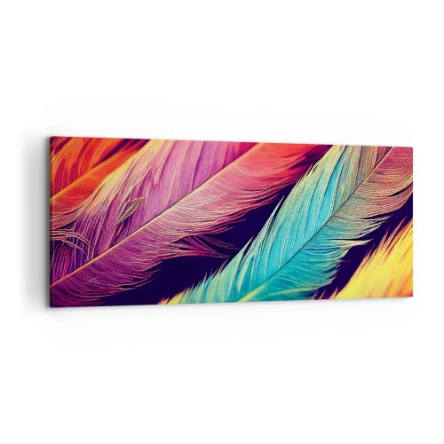 Vászonkép - Tollas szivárvány - 120x50 cm
