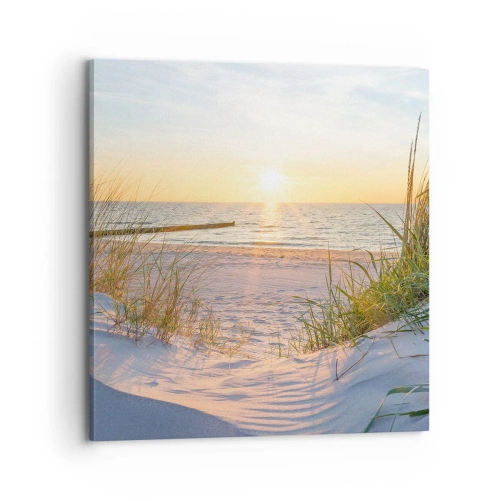 Vászonkép - A tenger hangja, a madarak éneke, egy vad tengerpart a fű között... - 70x70 cm