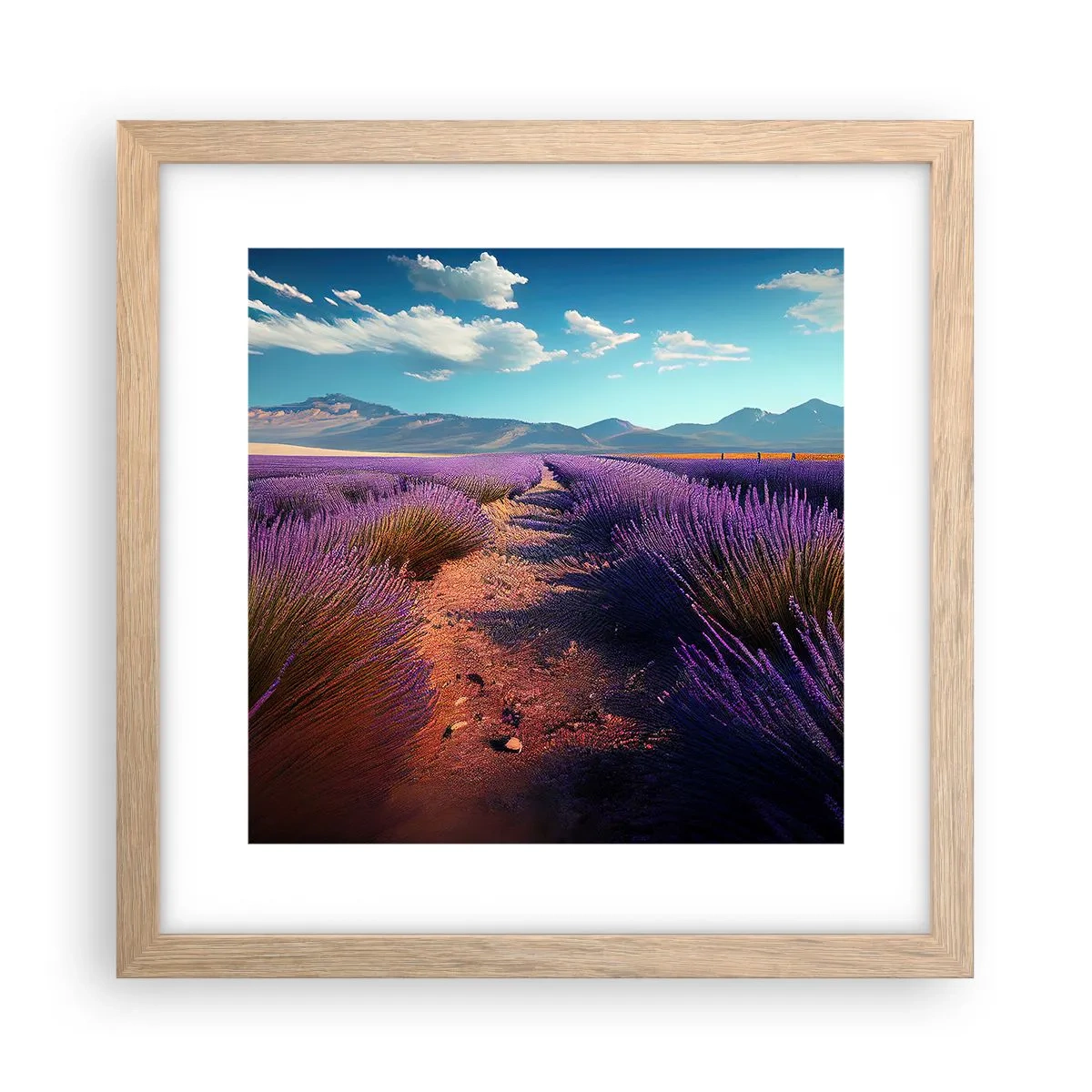 Poszter világos tölgy keretben - Illatos mezők - 30x30 cm
