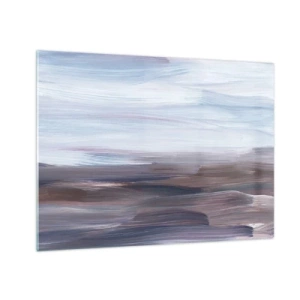 Üveg kép - Vízszintes vízcsíkok kék és barna árnyalatokban, absztrakt stílusban - 70x50cm - Elemek: víz - Modern fali dekoráció nappalihoz és hálószobához ARTTOR