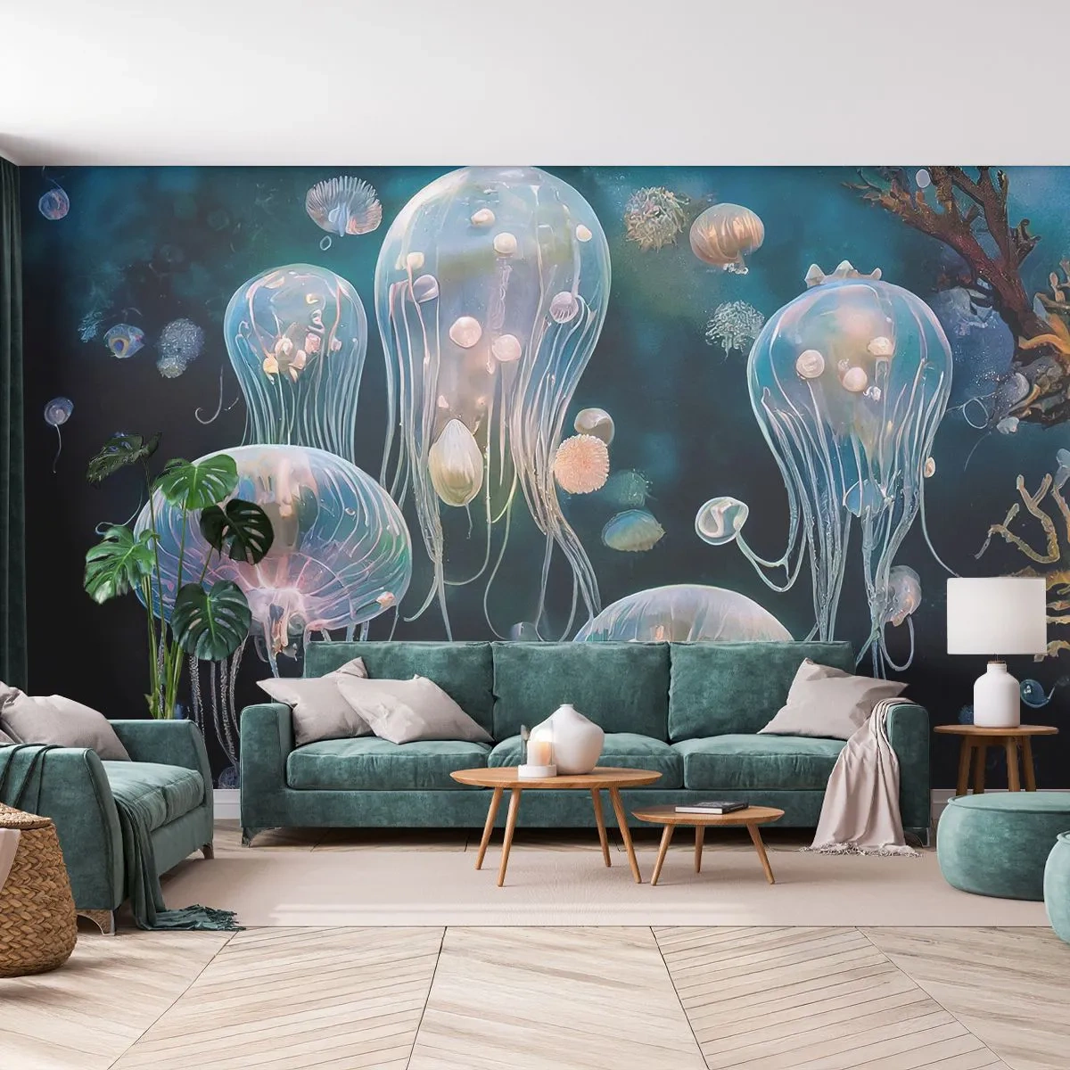 Fotótapéta Premium Sand - Víz alatti bál - Medúza, Állatok, Mélységek - 350x256 cm