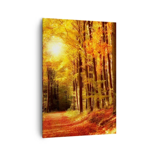 Vászonkép - Arany ősz az erdei úton - 70x100 cm