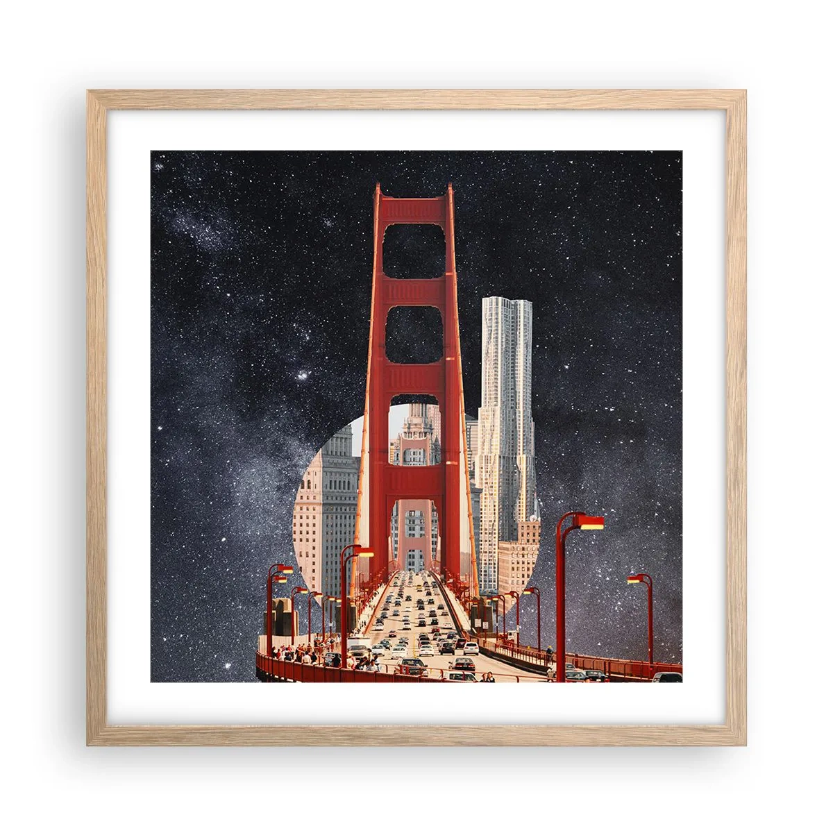 Poszter világos tölgy keretben - Mindig a középpontban - 50x50 cm