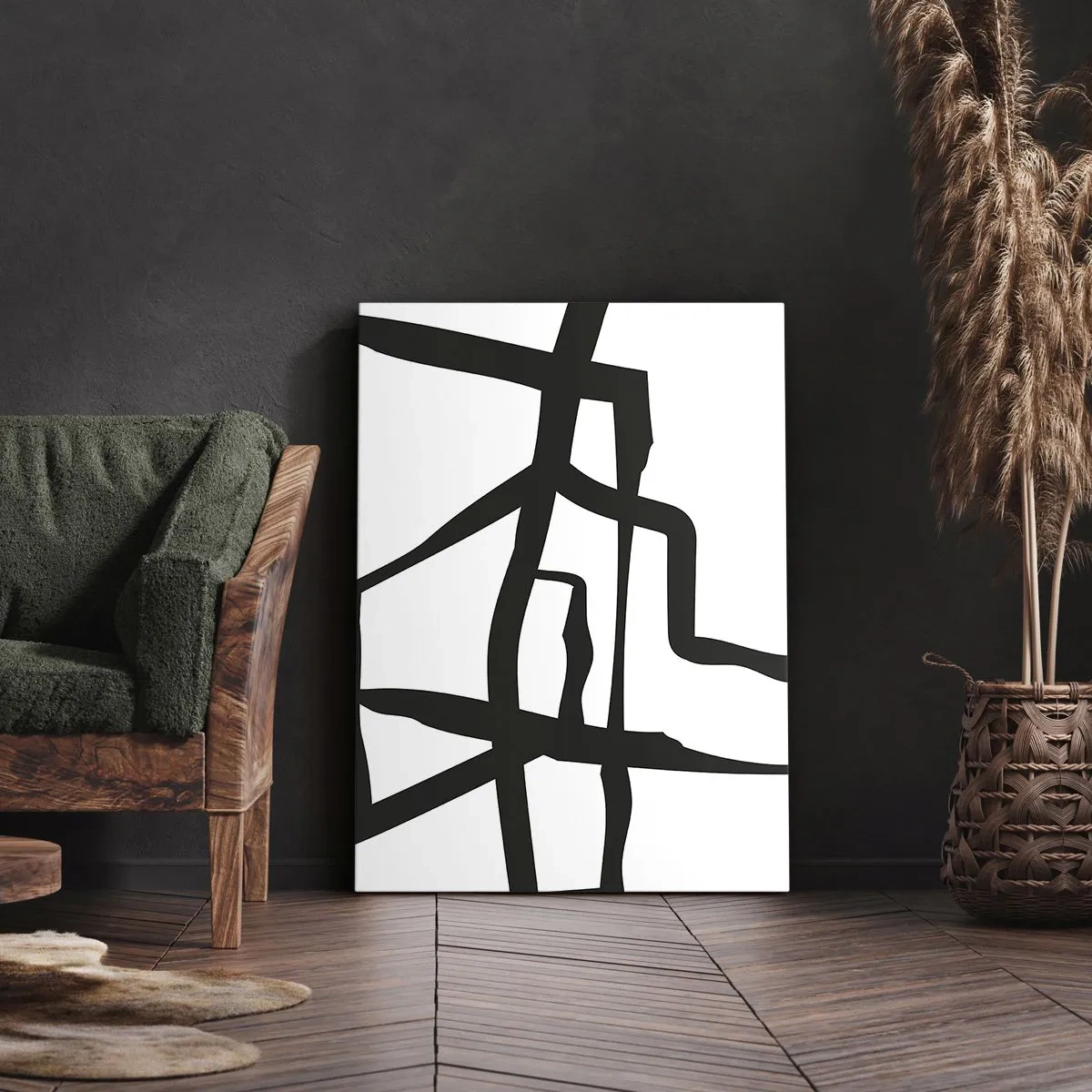 Vászonkép - Fekete-fehér konstrukció - 50x70 cm