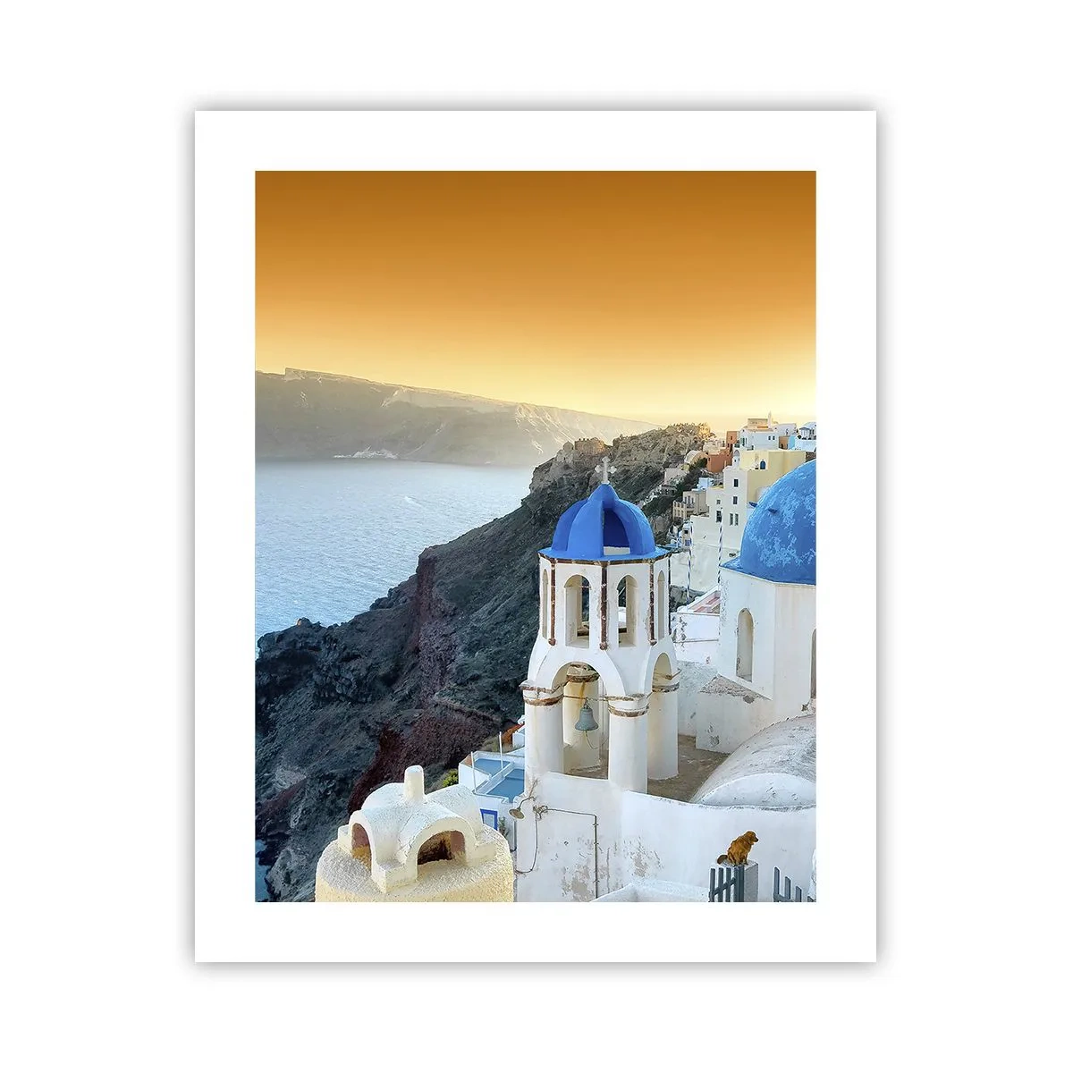 Poszter - Santorini – rásimulva a sziklákra - 40x50 cm