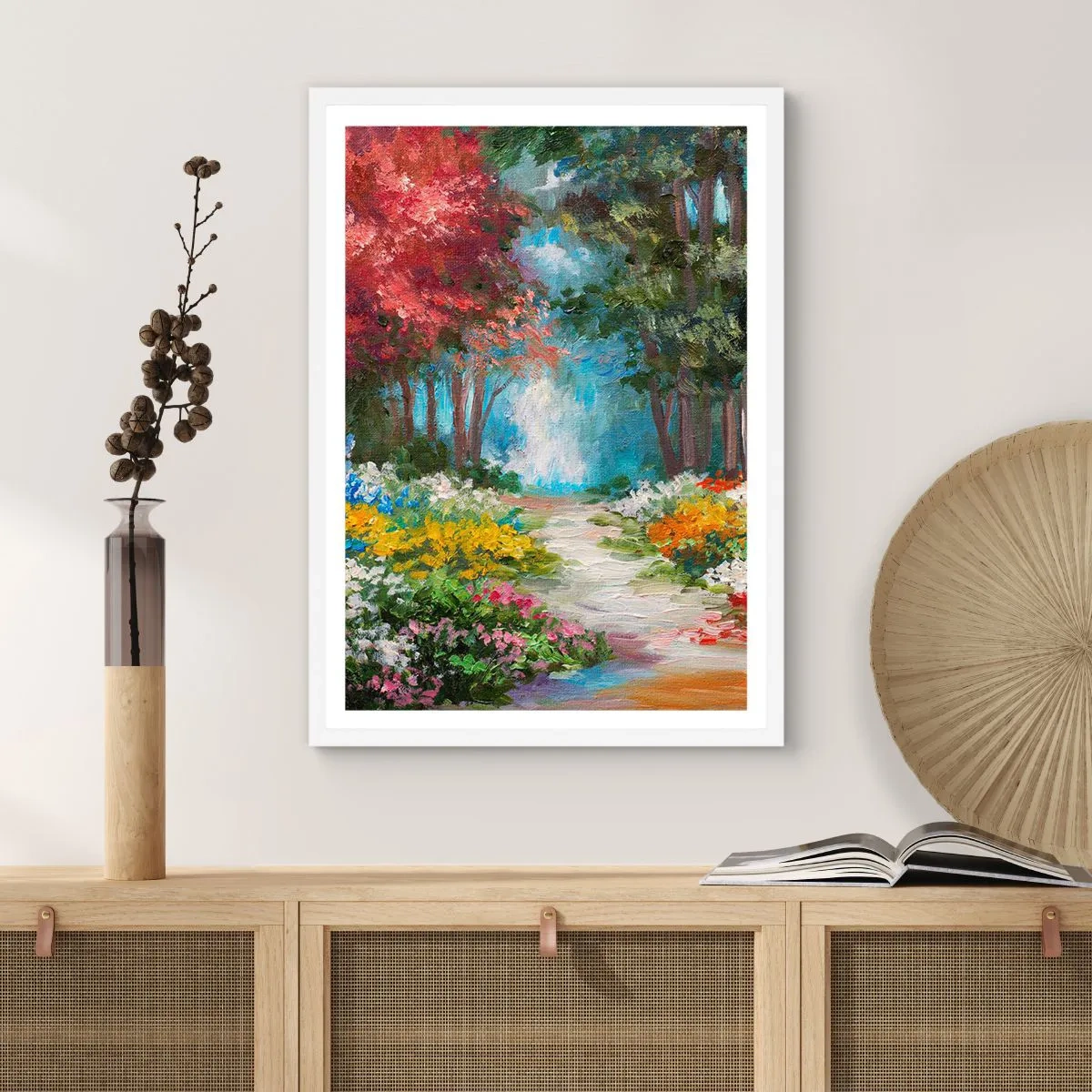 Poszter fekete keretben - Erdei kert, virágos erdő - 61x91 cm
