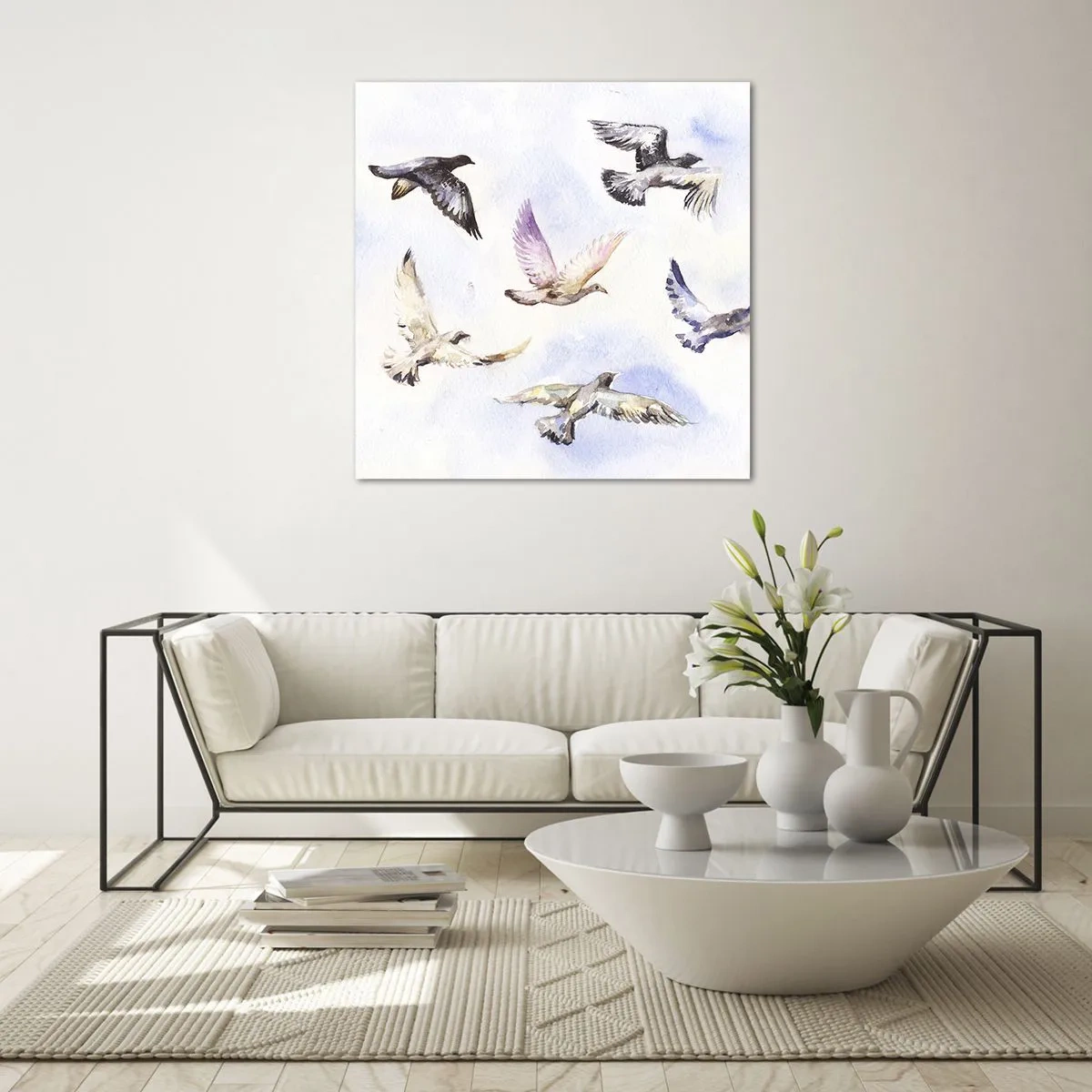 Üveg kép - Szabadság szürkében és kékben - 60x60 cm