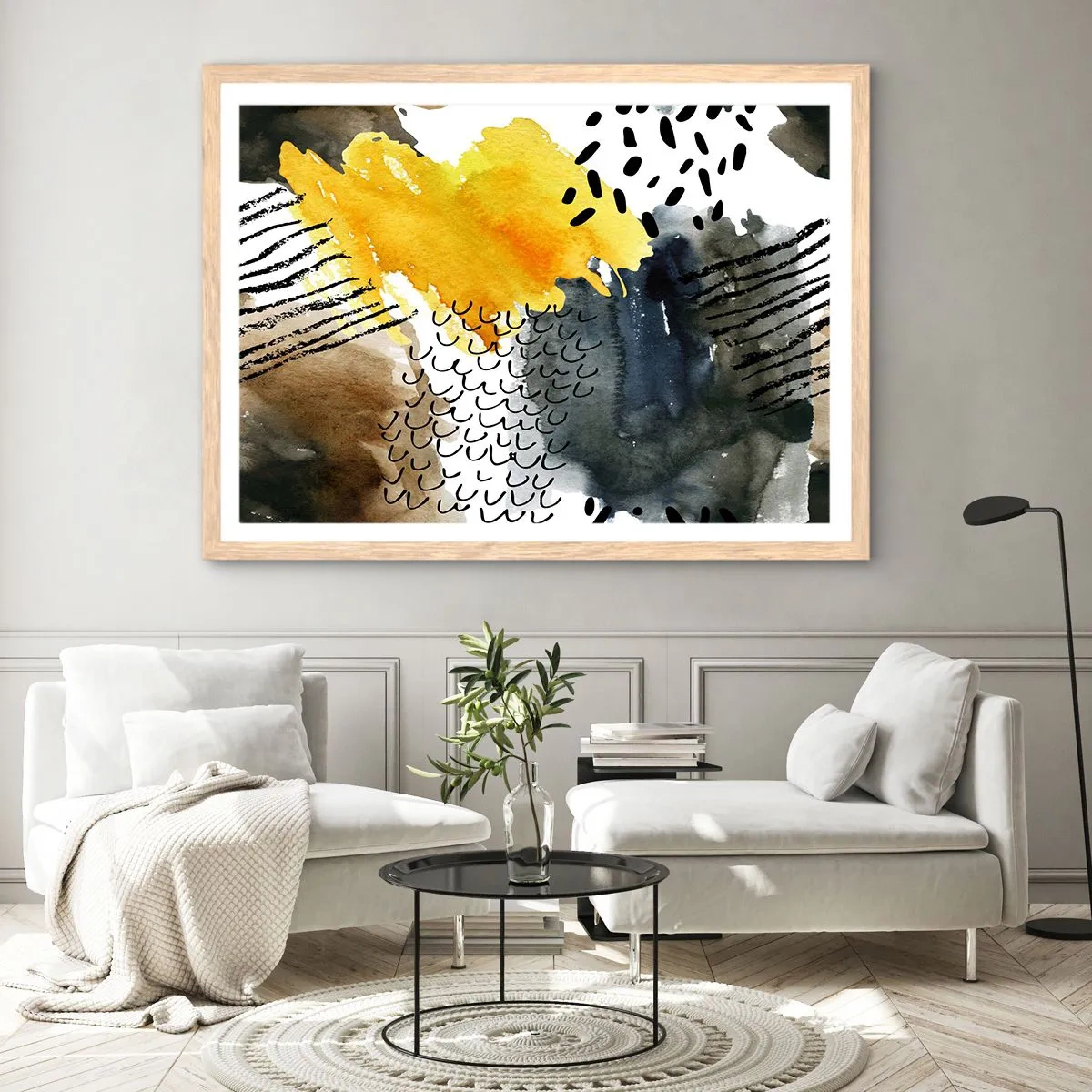 Poszter világos tölgy keretben - Az elemek találkozása - 50x40 cm
