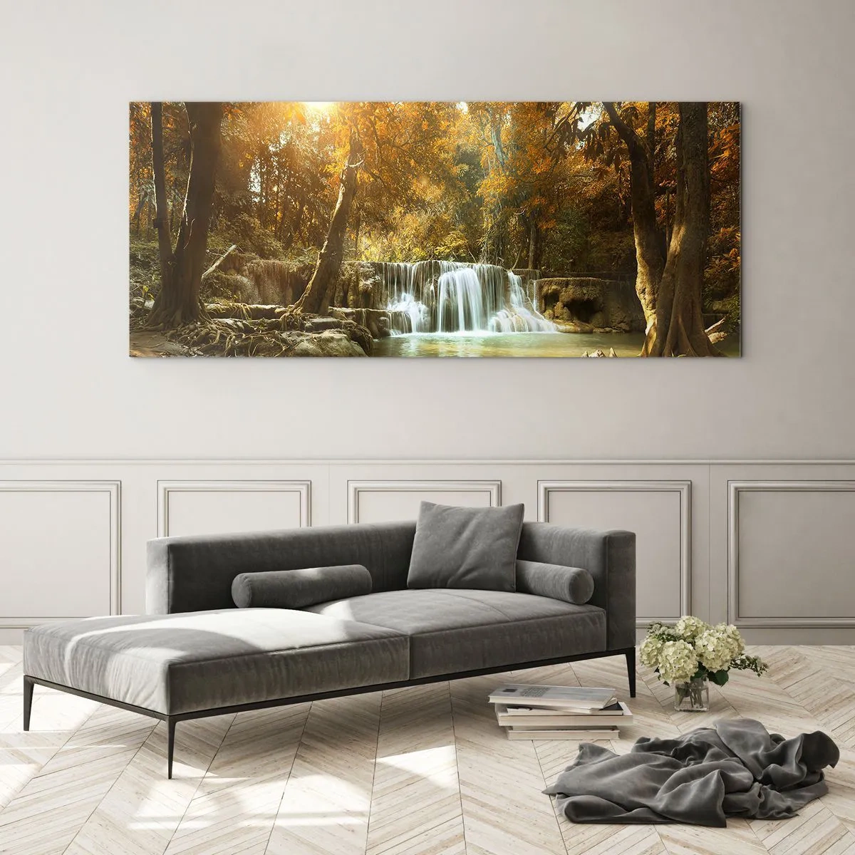 Üveg kép - Park kaszkád - 100x40 cm