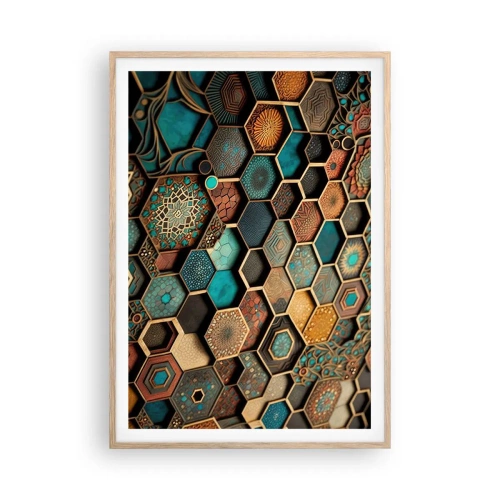 Poszter világos tölgy keretben - Arab ornamentika - egy variáció - 70x100 cm