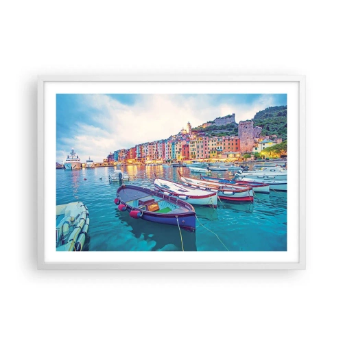 Poszter fekete keretben - Színes este a kikötőben - 70x50 cm