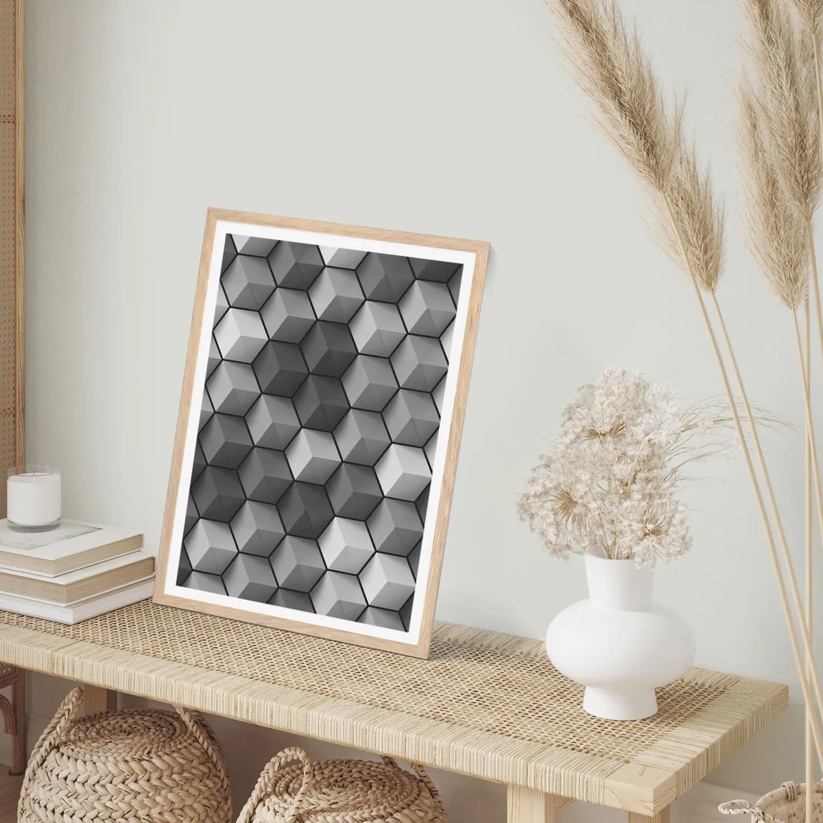 Poszter világos tölgy keretben - Kubista kirakós - 30x40 cm