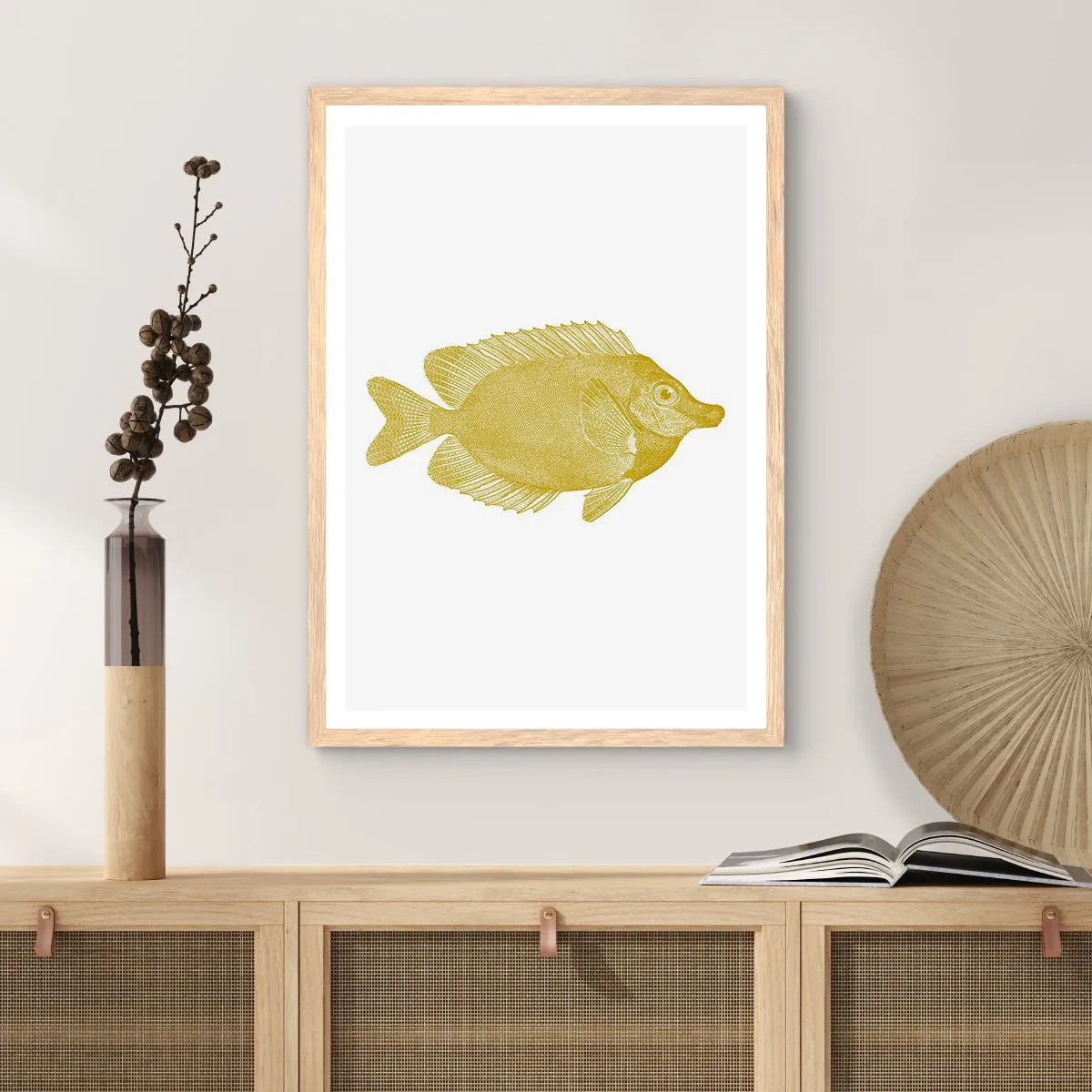 Poszter világos tölgy keretben - Csak a hal - 70x100 cm