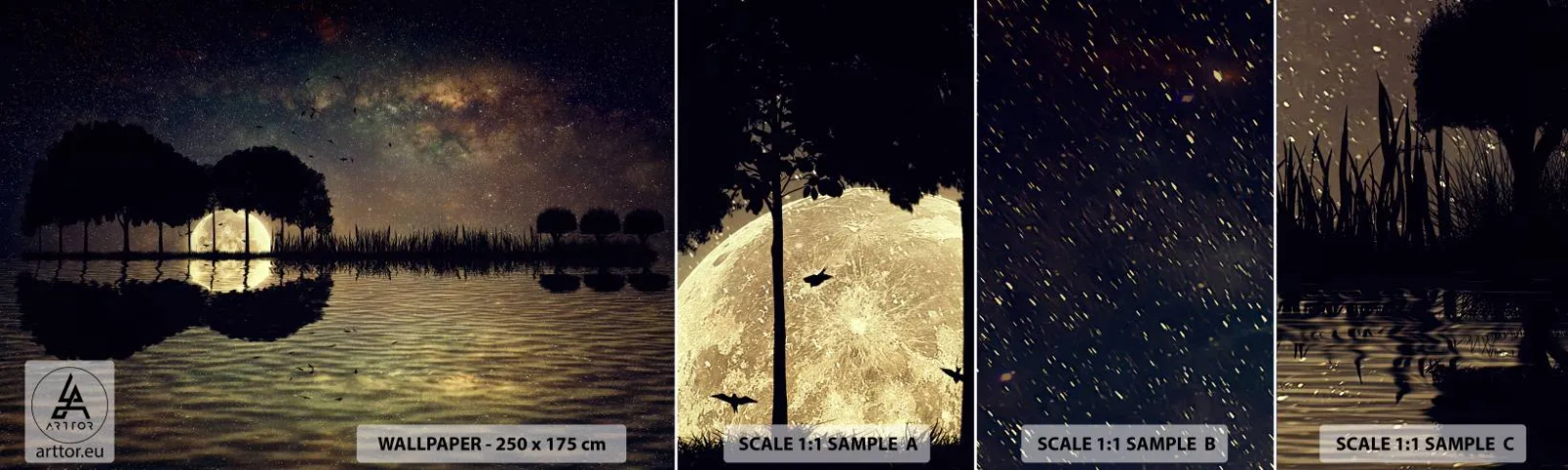 Fotótapéta Minta Standard Eco - Éjszaka a világ végén - Tájkép, Tó, Hold - 100x30 cm