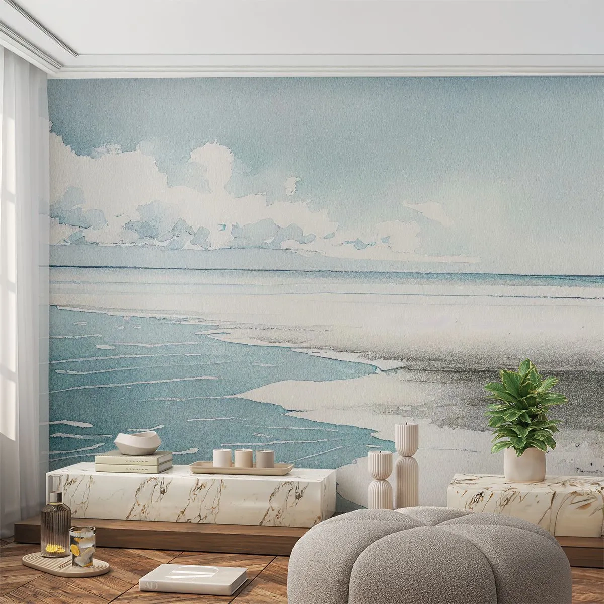 Fotótapéta Premium Sand - Szelíd dagály - Tengerpart, Strand, Nyugalom - 100x70 cm
