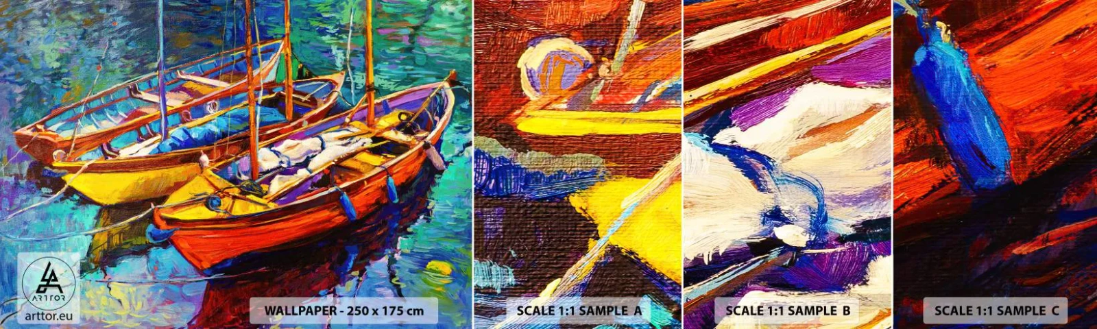 Fotótapéta Minta Standard Eco - Színektől sűrű vízen - Łódź, Vitorlás, Tenger - 100x30 cm