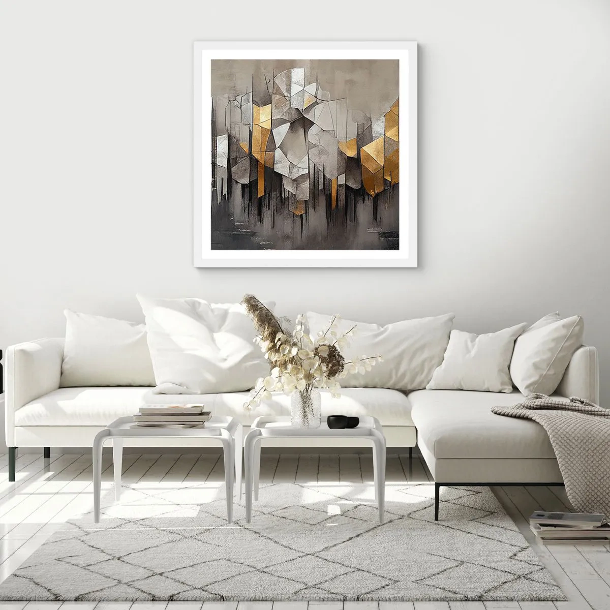 Poszter fekete keretben - Kompozíció jégből és fényből - 60x60 cm